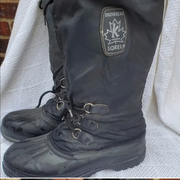 Sorel Snowbear lined black Waterproof snow boots with steel Shank 10